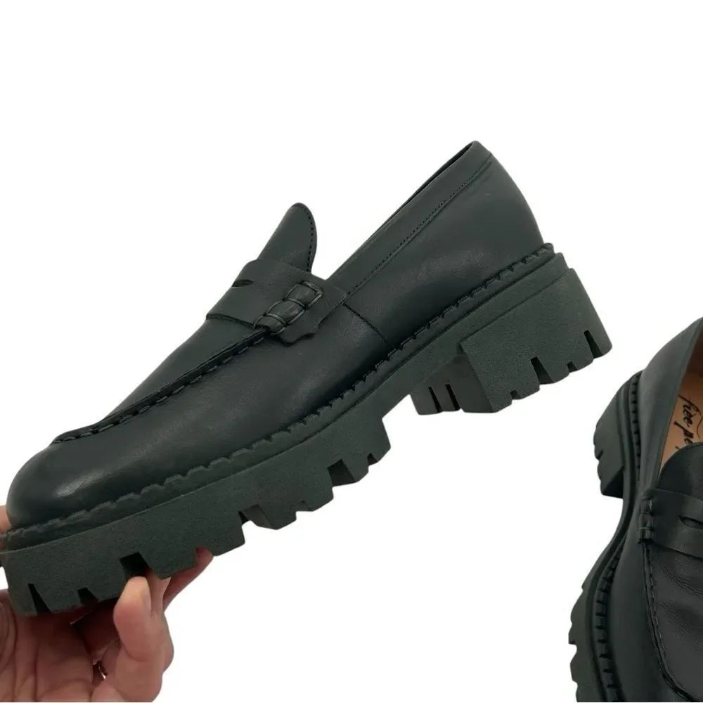 Free people Lyra lug sole dark green loafer size 39.5 - Picture 7 of 13